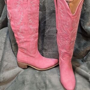 Amazon Pink Heeled Western Boots